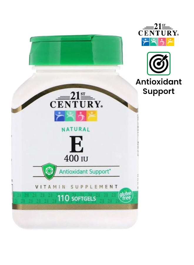 مُكمل غذائي فيتامين E، ‏400 وحدة دولية 180 جرام - 110 كبسولة هلامية